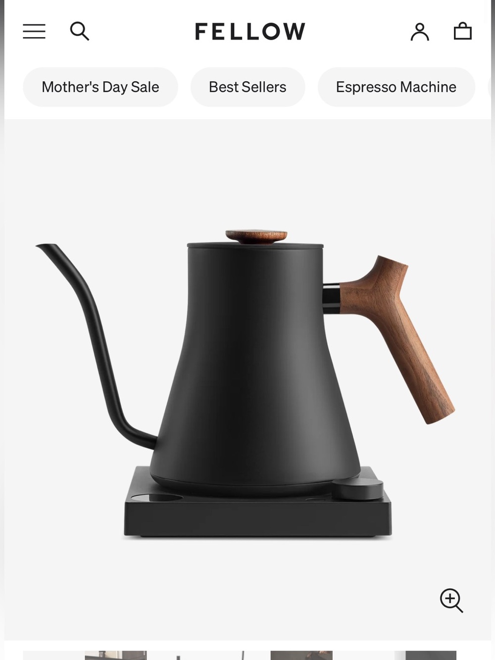 Fellow Walnut/Black Kettle with Pour Over Dripper